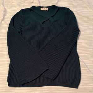 Pink Rose Dark Green Knit Sweater